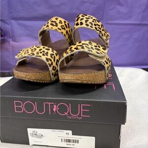 Boutique by Corkys Leopard Print Cork Sandals